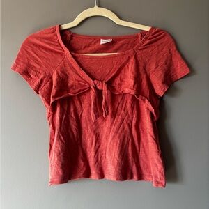 Abercrombie Kids Red-Orange Tie-Front Top